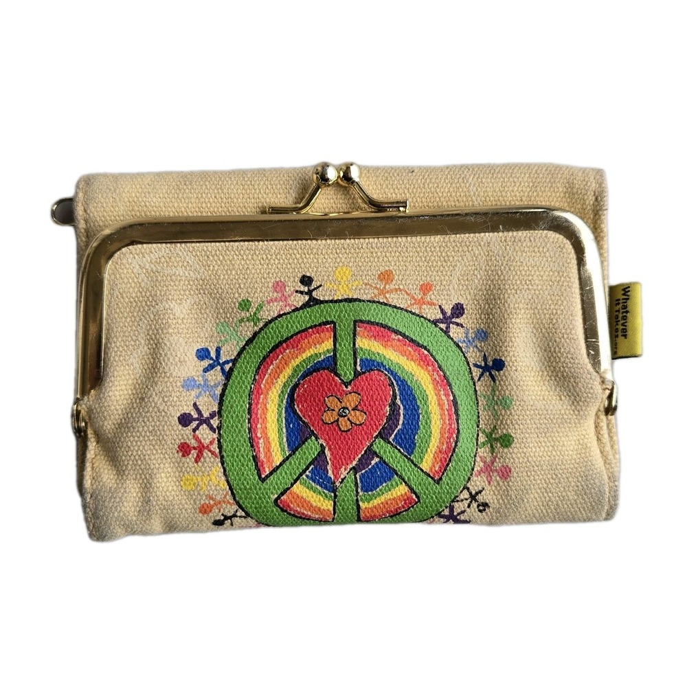 Whatever It Takes Hemp Coin Purse Wallet Rainbow Peace Lucy Liu Artwork Trifold‎
